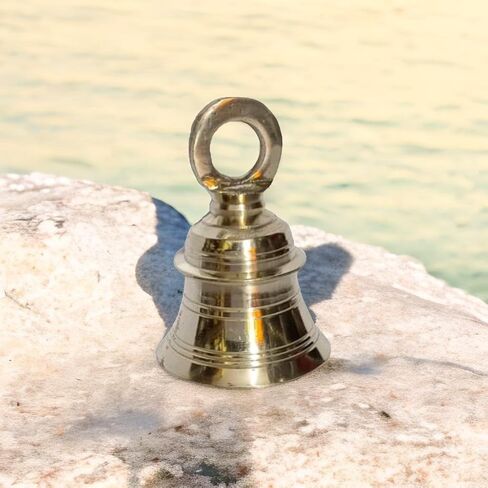 Deep Sound Engraved Hanging Brass Temple Bell/Ghanta for Pooja Room, Mandir Or Home Decor Religious Item Brass Pooja Bell (Temple-Bell-3.7 Inch) in Saudi Arabia