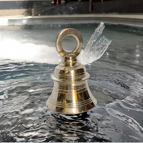 Deep Sound Engraved Hanging Brass Temple Bell/Ghanta for Pooja Room, Mandir Or Home Decor Religious Item Brass Pooja Bell (Temple-Bell-3.7 Inch) in Saudi Arabia