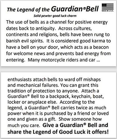 Guardian Bell #1 Teacher Good Luck Bell w/Keyring & Black Velvet Gift Bag | Motorcycle Bell | Lead-Free Pewter | Good Luck Gift to Friends & Family | Bike Bell | Made in USA in Saudi Arabia
