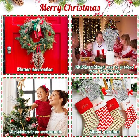 Xinnun Christmas Glitter Branches Vase Filler Decor Curly Ting Ting Branches Artificial Sticks Twigs for Christmas Tree DIY Crafts Vases Home Decoration, 18 Inch(Silver, 100 Pcs) in Saudi Arabia