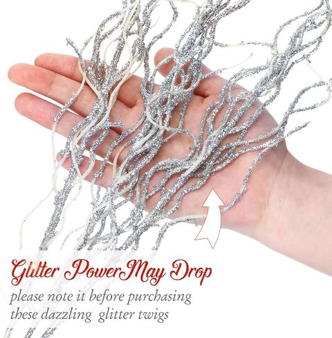 Xinnun Christmas Glitter Branches Vase Filler Decor Curly Ting Ting Branches Artificial Sticks Twigs for Christmas Tree DIY Crafts Vases Home Decoration, 18 Inch(Silver, 100 Pcs) in Saudi Arabia