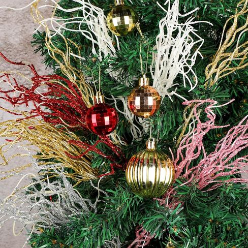 Xinnun Christmas Glitter Branches Vase Filler Decor Curly Ting Ting Branches Artificial Sticks Twigs for Christmas Tree DIY Crafts Vases Home Decoration, 18 Inch(Silver, 100 Pcs) in Saudi Arabia