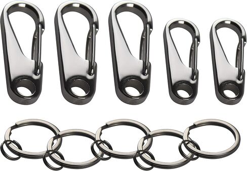 ايزدل اوك سلسلة مفاتيح 6 ملم - من 5 قطع من الستانلس ستيل 304 شديد التحمل بسمك 6 ملم، مشبك حلقة مفاتيح مع حلقة مفاتيح وخطاف سريع الفك وحلقة مفاتيح لتنظيم سلسلة المفاتيح للسيارة / مكتشف المفاتيح / بطاقة in Kuwait