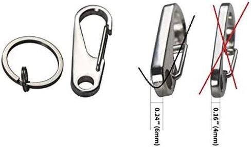 ايزدل اوك سلسلة مفاتيح 6 ملم - من 5 قطع من الستانلس ستيل 304 شديد التحمل بسمك 6 ملم، مشبك حلقة مفاتيح مع حلقة مفاتيح وخطاف سريع الفك وحلقة مفاتيح لتنظيم سلسلة المفاتيح للسيارة / مكتشف المفاتيح / بطاقة in Kuwait