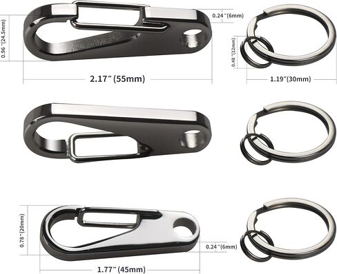 ايزدل اوك سلسلة مفاتيح 6 ملم - من 5 قطع من الستانلس ستيل 304 شديد التحمل بسمك 6 ملم، مشبك حلقة مفاتيح مع حلقة مفاتيح وخطاف سريع الفك وحلقة مفاتيح لتنظيم سلسلة المفاتيح للسيارة / مكتشف المفاتيح / بطاقة in Kuwait