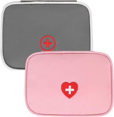 Portable First Aid Bag Medical Carrying Handbag with Compartment Empty Zipper Emergency Pouch for Home Travel Camp Hiking Small Medicine Packet Organizer Kit with Handle Survival Storage Case 1 Pack in Kuwait