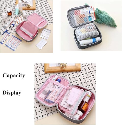 Portable First Aid Bag Medical Carrying Handbag with Compartment Empty Zipper Emergency Pouch for Home Travel Camp Hiking Small Medicine Packet Organizer Kit with Handle Survival Storage Case 1 Pack in Kuwait