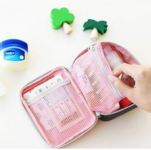 Portable First Aid Bag Medical Carrying Handbag with Compartment Empty Zipper Emergency Pouch for Home Travel Camp Hiking Small Medicine Packet Organizer Kit with Handle Survival Storage Case 1 Pack in Kuwait