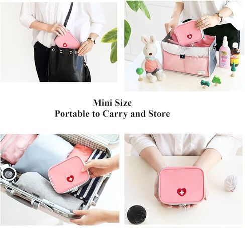 Portable First Aid Bag Medical Carrying Handbag with Compartment Empty Zipper Emergency Pouch for Home Travel Camp Hiking Small Medicine Packet Organizer Kit with Handle Survival Storage Case 1 Pack in Kuwait