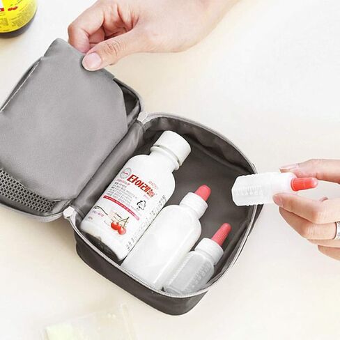Portable First Aid Bag Medical Carrying Handbag with Compartment Empty Zipper Emergency Pouch for Home Travel Camp Hiking Small Medicine Packet Organizer Kit with Handle Survival Storage Case 1 Pack in Kuwait