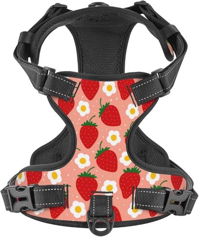 حزام كلب بالفراولة الوردية بدون سحب للكلاب الصغيرة، حزام مشي للكلاب قابل للتعديل، حزام تنفس للكلاب مع عاكس، حزام رسن ناعم للحيوانات الأليفة للكلاب الصغيرة والمتوسطة والكبيرة in Kuwait