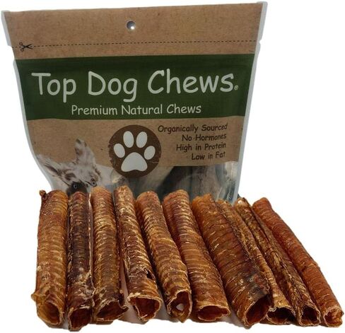 Top Dog Chews – 12 بوصة من لحوم البقر القصبة الهوائية للكلاب، 10 عبوات، أمريكية، طبيعية بالكامل، علاج للكلاب مكون واحد، يعزز صحة المفاصل والورك والأسنان، غني بالبروتين للكلاب المتوسطة والكبيرة in Saudi Arabia