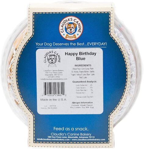 كوكيز زبدة الفول السوداني للكلاب من كلوديا كانين كويزين، 10 أونصة، عيد ميلاد سعيد، أزرق in Kuwait