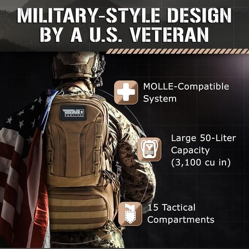TACAMO® BC50 50L Backpack, Waterproof Backpack for Men, Tactical Backpack in Saudi Arabia