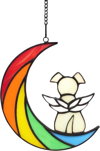 IAIGOGO هدايا تذكارية للكلاب لفقدان الكلب، جسر قوس قزح هدية تعاطف للحيوانات الأليفة، هدايا فجيعة للكلاب، هدايا وفاة الكلب، حلي تذكارية معلقة من الزجاج الملون لمحبي الكلاب in Kuwait