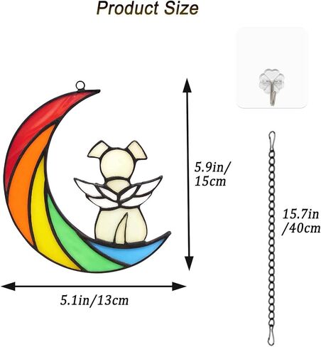 IAIGOGO هدايا تذكارية للكلاب لفقدان الكلب، جسر قوس قزح هدية تعاطف للحيوانات الأليفة، هدايا فجيعة للكلاب، هدايا وفاة الكلب، حلي تذكارية معلقة من الزجاج الملون لمحبي الكلاب in Kuwait
