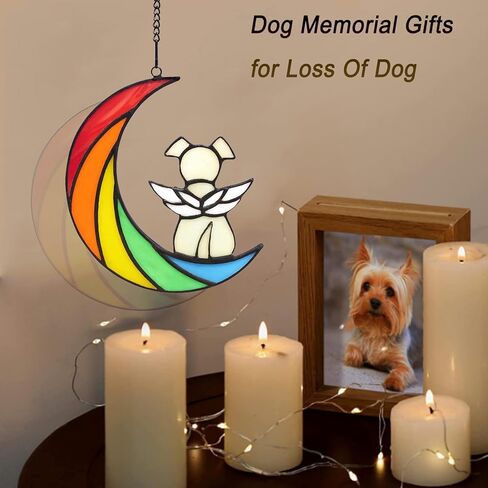 IAIGOGO هدايا تذكارية للكلاب لفقدان الكلب، جسر قوس قزح هدية تعاطف للحيوانات الأليفة، هدايا فجيعة للكلاب، هدايا وفاة الكلب، حلي تذكارية معلقة من الزجاج الملون لمحبي الكلاب in Kuwait