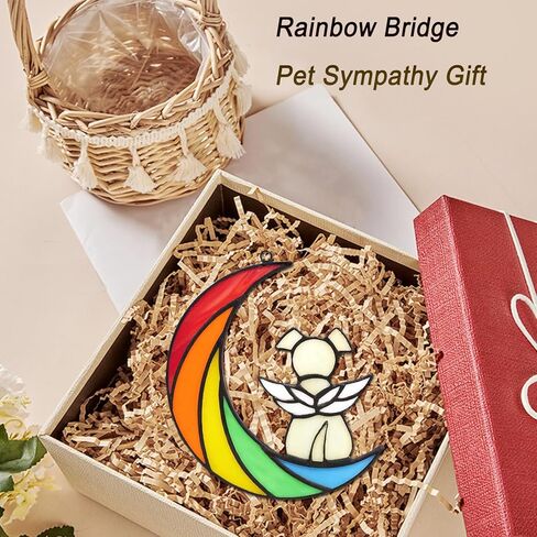 IAIGOGO هدايا تذكارية للكلاب لفقدان الكلب، جسر قوس قزح هدية تعاطف للحيوانات الأليفة، هدايا فجيعة للكلاب، هدايا وفاة الكلب، حلي تذكارية معلقة من الزجاج الملون لمحبي الكلاب in Kuwait