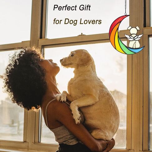 IAIGOGO هدايا تذكارية للكلاب لفقدان الكلب، جسر قوس قزح هدية تعاطف للحيوانات الأليفة، هدايا فجيعة للكلاب، هدايا وفاة الكلب، حلي تذكارية معلقة من الزجاج الملون لمحبي الكلاب in Kuwait