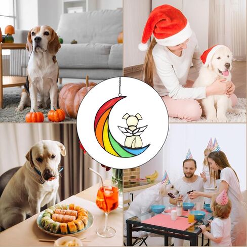 IAIGOGO هدايا تذكارية للكلاب لفقدان الكلب، جسر قوس قزح هدية تعاطف للحيوانات الأليفة، هدايا فجيعة للكلاب، هدايا وفاة الكلب، حلي تذكارية معلقة من الزجاج الملون لمحبي الكلاب in Kuwait