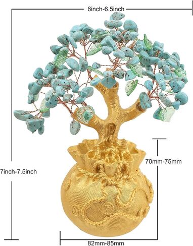 Amogeeli Assorted Healing Crystal Tree Bonsai, Fengshui Copper Money Tree Decoration for Wealth & Luck in Saudi Arabia