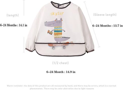 Jarafom 3PCS Long Sleeves Waterproof Baby Bibs Smock Apron Food Catcher Pocket Soft Machine Washable 6-24 Months in Saudi Arabia