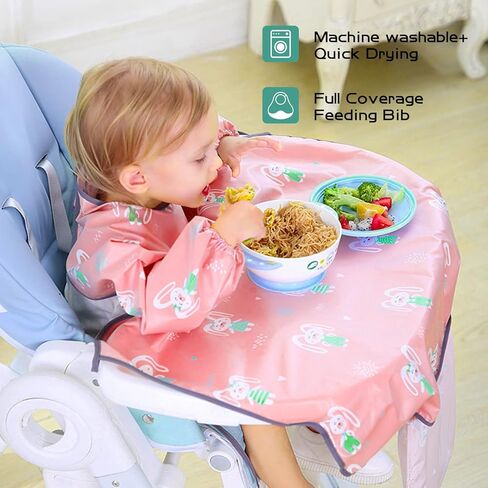 JUSONEY Coverall Baby Feeding Bibs,Long Sleeve Bib,Waterproof and Easy to Clean,Ideal for Baby Eating in Kuwait