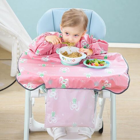 JUSONEY Coverall Baby Feeding Bibs,Long Sleeve Bib,Waterproof and Easy to Clean,Ideal for Baby Eating in Kuwait