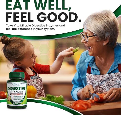 الإنزيمات الهاضمة مع البروبيوتيك والبريبايوتكس - إنزيمات مكملة للهضم، إنزيم الليباز، إنزيم الأميليز لاكتاز بروتياز، إنزيمات فائقة للنساء والرجال تساعد في الدفاع عن الغازات وانتفاخ البطن وعدم الراحة in Kuwait