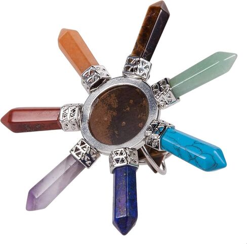 Nupuyai 7 Chakra Energy Generator Reiki Healing Crystal Point Pyramid Conical Tower with Merkaba Star Stone, Black Obsidian in Saudi Arabia