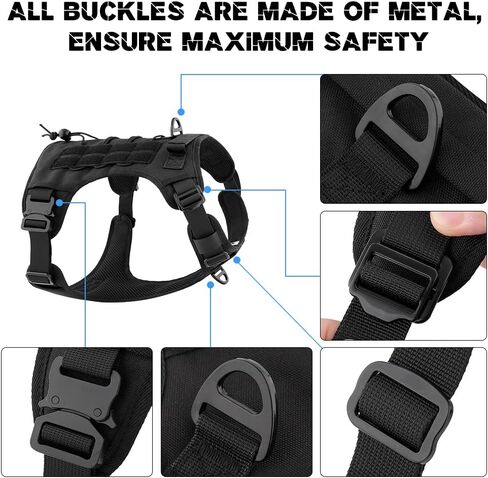 حزام الكلب التكتيكي من بلوتوس، أبازيم معدنية بالكامل، سترة للكلاب بدون سحب مع مقبض، حزام كلب عسكري قابل للتعديل مع ألواح خطافية وحلقة، للكلاب الصغيرة والمتوسطة والكبيرة، كاكي، مقاس XL in Kuwait