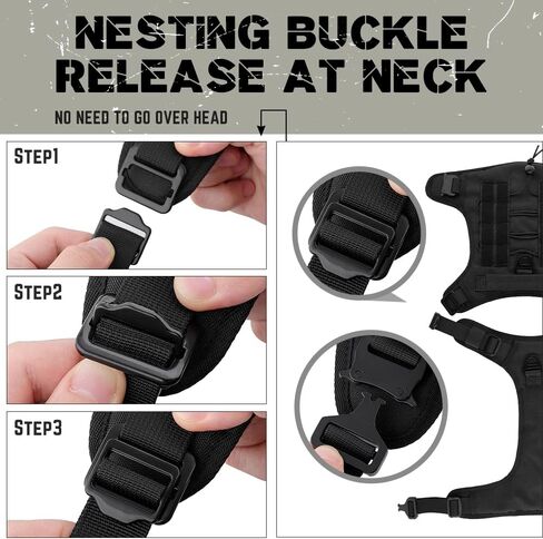 حزام الكلب التكتيكي من بلوتوس، أبازيم معدنية بالكامل، سترة للكلاب بدون سحب مع مقبض، حزام كلب عسكري قابل للتعديل مع ألواح خطافية وحلقة، للكلاب الصغيرة والمتوسطة والكبيرة، كاكي، مقاس XL in Kuwait