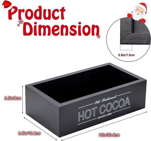 صندوق تخزين خشبي من Rmeosye Hot Cocoa Bar وديكورات عيد الميلاد وصناديق تنظيم خشبية وصينية ديكور مفتوحة وصندوق حامل ديكور لعيد الميلاد والمطبخ والمكتب والمزرعة هدية لوازم حفلات العطلات (أحمر) in Kuwait