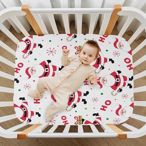 Kigai Christmas Santa Claus Fitted Crib Sheet for Baby Boys Girls, Extra Soft Breathable Nursery Bedding Sheet for Standard Crib and Toddler Mattresses, 27 x 39 in in Saudi Arabia