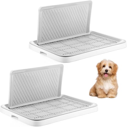 2 Pcs Dog Potty Toilet with Removable Splash Wall Pet Indoor Dog Mesh Training Toilet Portable Training Pee Pads Holder Dog Litter Box with Pee Wall for Dog, Puppy, Pet (25.6" x 19.3" x 13") in Saudi Arabia