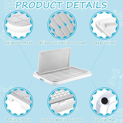 2 Pcs Dog Potty Toilet with Removable Splash Wall Pet Indoor Dog Mesh Training Toilet Portable Training Pee Pads Holder Dog Litter Box with Pee Wall for Dog, Puppy, Pet (25.6" x 19.3" x 13") in Saudi Arabia
