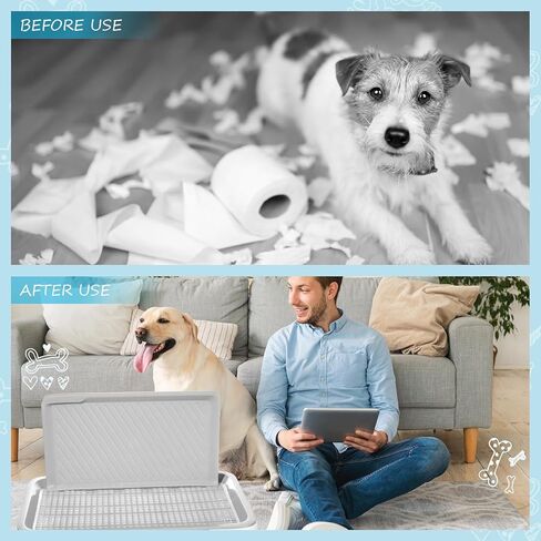 2 Pcs Dog Potty Toilet with Removable Splash Wall Pet Indoor Dog Mesh Training Toilet Portable Training Pee Pads Holder Dog Litter Box with Pee Wall for Dog, Puppy, Pet (25.6" x 19.3" x 13") in Saudi Arabia