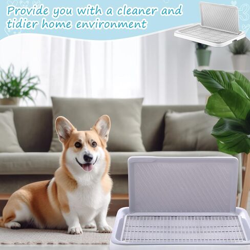 2 Pcs Dog Potty Toilet with Removable Splash Wall Pet Indoor Dog Mesh Training Toilet Portable Training Pee Pads Holder Dog Litter Box with Pee Wall for Dog, Puppy, Pet (25.6" x 19.3" x 13") in Saudi Arabia