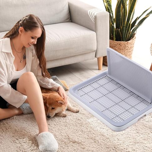 2 Pcs Dog Potty Toilet with Removable Splash Wall Pet Indoor Dog Mesh Training Toilet Portable Training Pee Pads Holder Dog Litter Box with Pee Wall for Dog, Puppy, Pet (25.6" x 19.3" x 13") in Saudi Arabia
