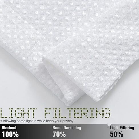 ستائر جينشان البيضاء لغرفة النوم، ألواح ستائر مزخرفة بنسيج الوافل لغرفة المعيشة، معالجة نافذة تصفية الضوء، طول 84 بوصة، لوحتان in Kuwait