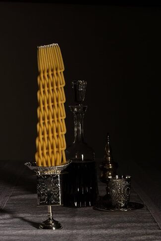 Braided Beeswax Havdalah Candle - Thick Round Twist Braid - Hand Dipped Bees Wax Braided - 2" by 11" - Shabbat Judaica Gift - By Ner Mitzvah in Kuwait