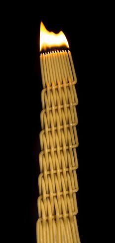 Braided Beeswax Havdalah Candle - Thick Round Twist Braid - Hand Dipped Bees Wax Braided - 2" by 11" - Shabbat Judaica Gift - By Ner Mitzvah in Kuwait