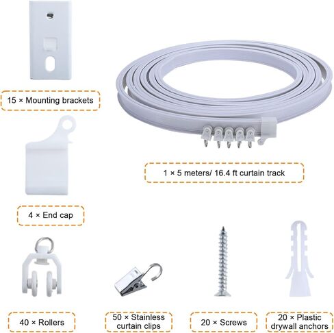 كسيترنيتي-مايد مسار ستارة سقف منحني قابل للانحناء بطول 5 متر/ 16.4 قدم يثبت على قضيب الستارة والسرير بطابقين والنافذة ومقسم الغرف، مسار السقف in Kuwait