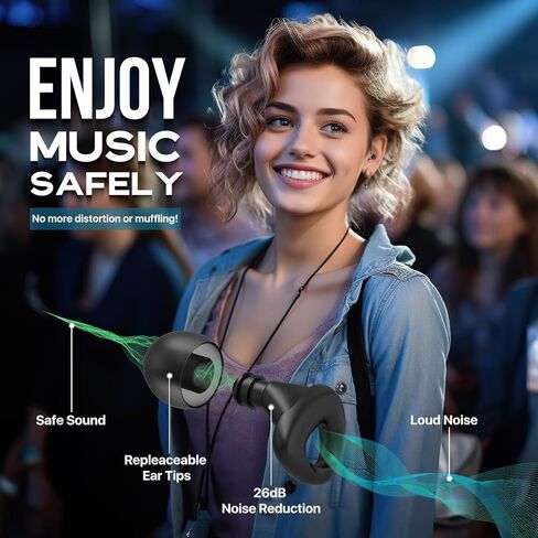 سدادات أذن وووتريب للحفلات الموسيقية، سدادات أذن عالية الدقة للحفلات الموسيقية، سدادات أذن قابلة لإعادة الاستخدام لتقليل الضوضاء 26 ديسيبل، حماية السمع للموسيقيين والحفلات الموسيقية والمهرجانات ودي جي والحياة الليلية - 8 أطراف أذن في XS-L in Kuwait