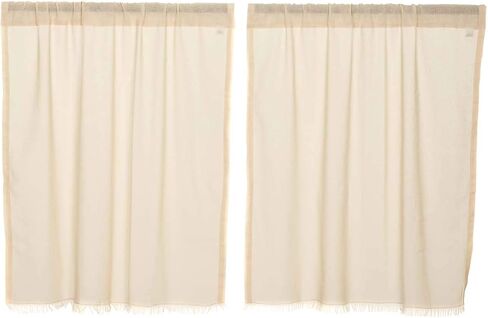 VHC Brands Tobacco Cloth Fringe Curtains Tier Set, L24xW36, Antique White in Saudi Arabia