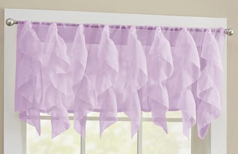 Sweet Home Collection Veritcal Ruffled Kitchen Curtain Sheer Cascading Ruffle Waterfall Window Treatment - Choice of Valance, 24" or 36" Tier, & Kit in Kuwait
