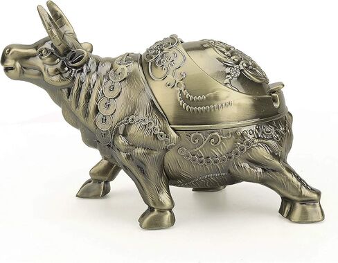 K COOL Bull Ashtray with Lid Windproof Metal Ashtray Outdoor, Indoor Ashtray Ash Ashtray for Weed, Vintage Practical Decoration Ashtrays for Cigarettes Metal Gift for Men Women (Bronze Taurus) in Saudi Arabia