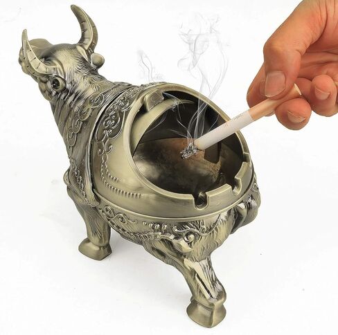 K COOL Bull Ashtray with Lid Windproof Metal Ashtray Outdoor, Indoor Ashtray Ash Ashtray for Weed, Vintage Practical Decoration Ashtrays for Cigarettes Metal Gift for Men Women (Bronze Taurus) in Saudi Arabia