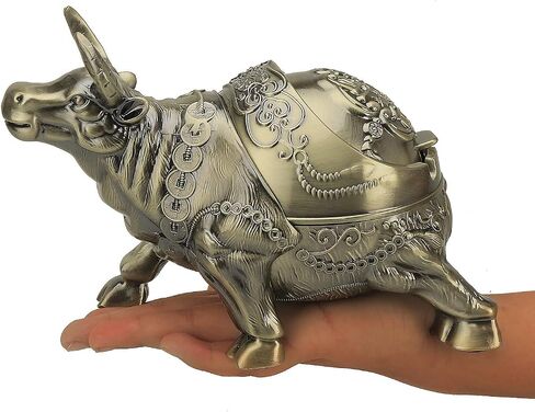 K COOL Bull Ashtray with Lid Windproof Metal Ashtray Outdoor, Indoor Ashtray Ash Ashtray for Weed, Vintage Practical Decoration Ashtrays for Cigarettes Metal Gift for Men Women (Bronze Taurus) in Saudi Arabia