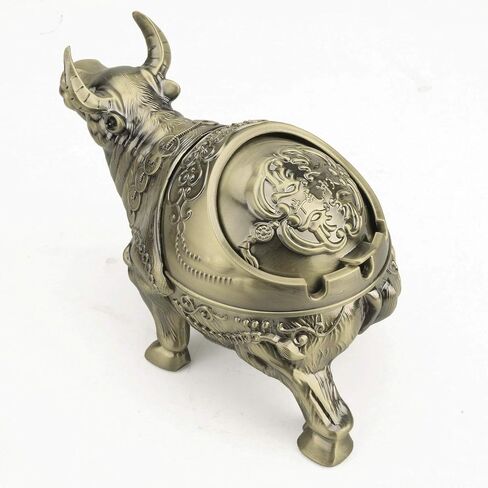 K COOL Bull Ashtray with Lid Windproof Metal Ashtray Outdoor, Indoor Ashtray Ash Ashtray for Weed, Vintage Practical Decoration Ashtrays for Cigarettes Metal Gift for Men Women (Bronze Taurus) in Saudi Arabia